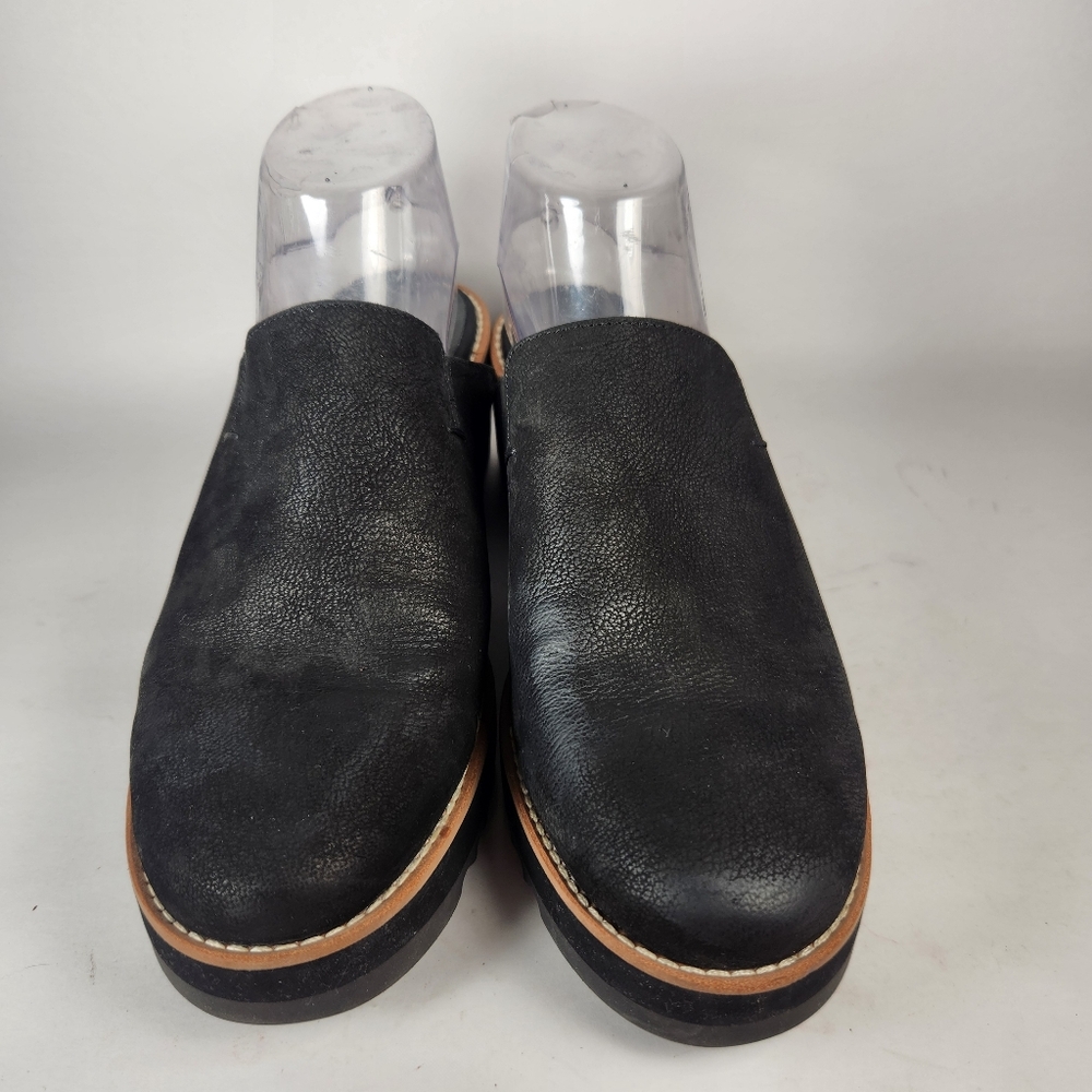 EILEEN FISHER Womens Loti Wedge Mule Size 10 Black Nubucl Leather Clog Shoe - Picture 3 of 11